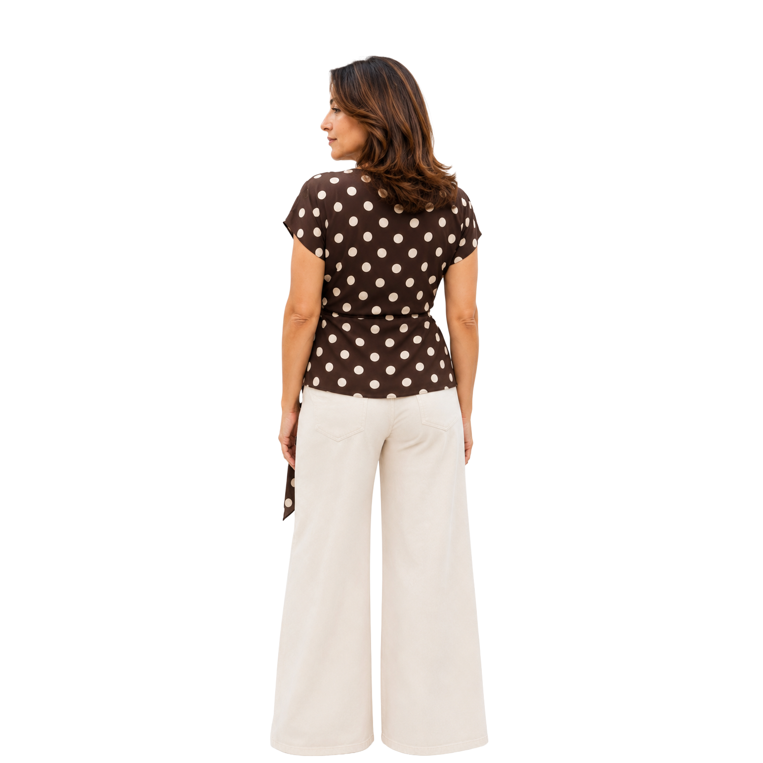 Polka Wrap Blouse, Brown