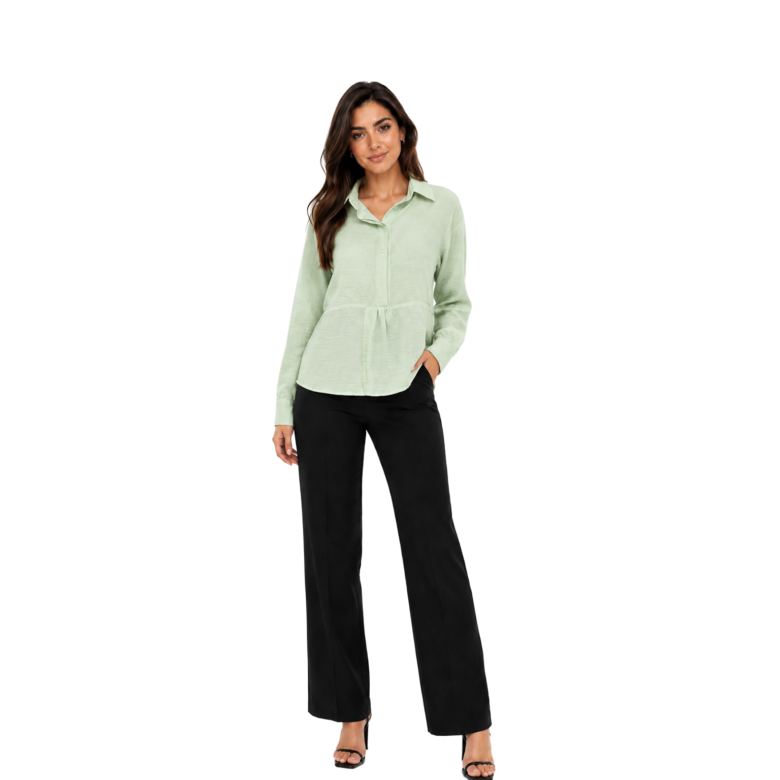 Twist Waist Blouse, Mint Green
