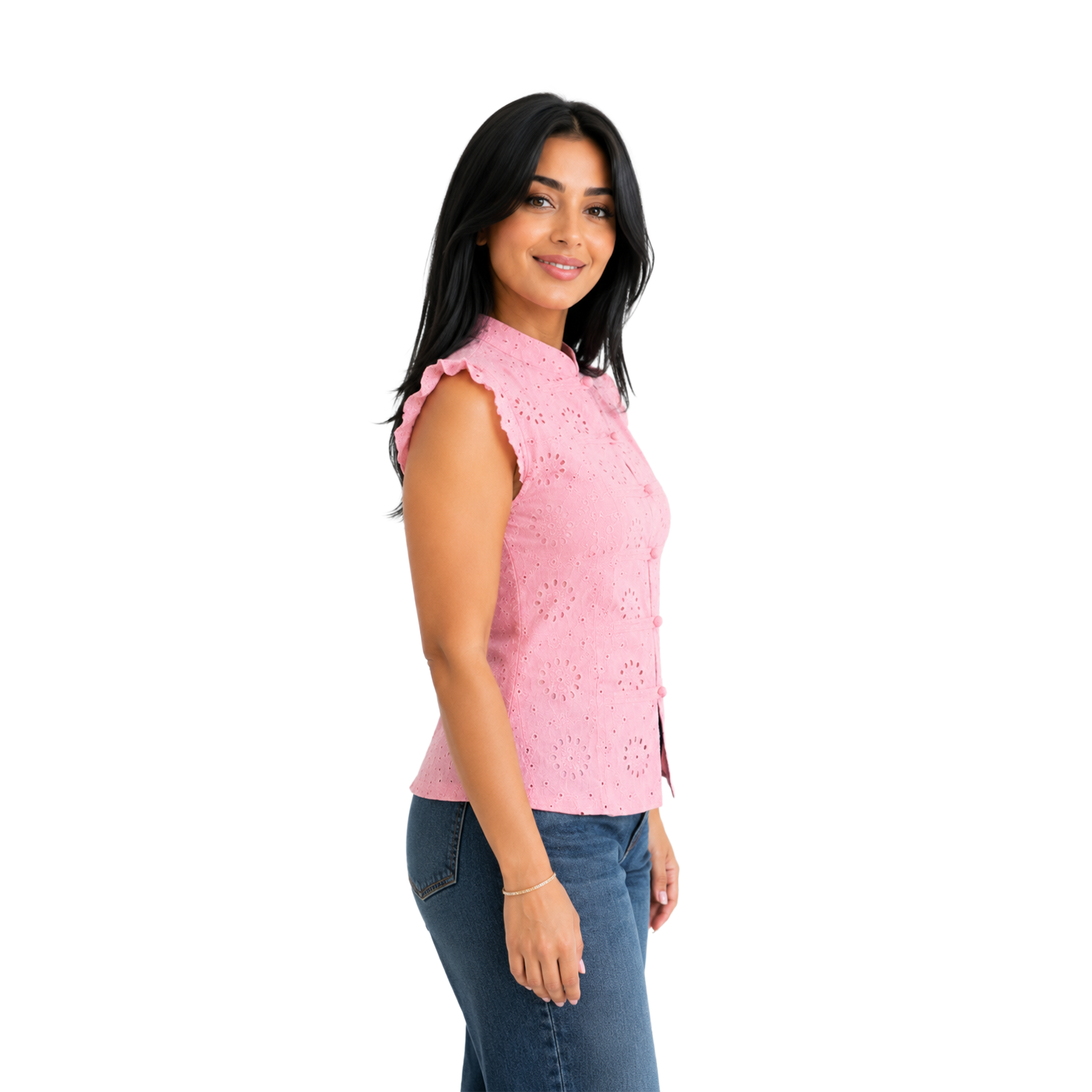 Ivory Blossom Lace Top, Pink