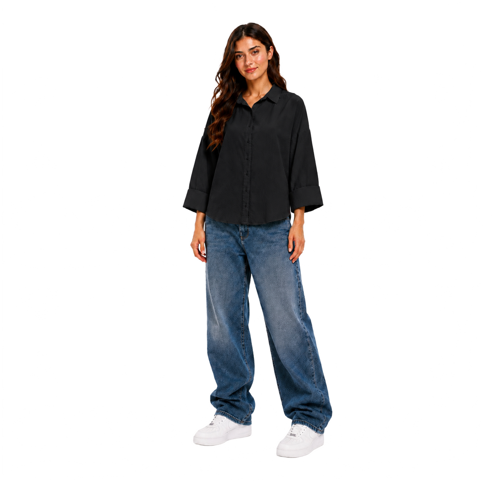 Sorel Linen Oversized Blouse, Black