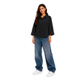 Sorel Linen Oversized Blouse, Black