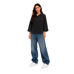 Sorel Linen Oversized Blouse, Black