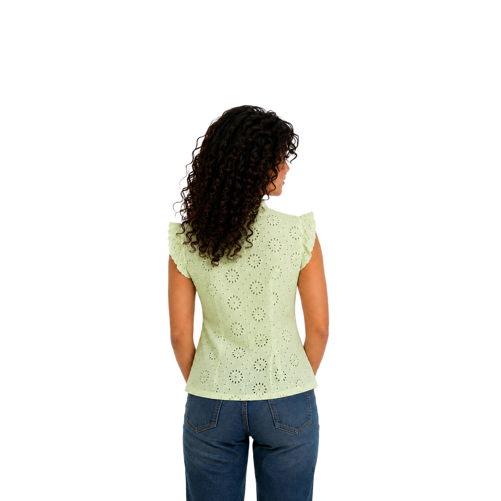 Ivory Blossom Lace Top, Mint Green
