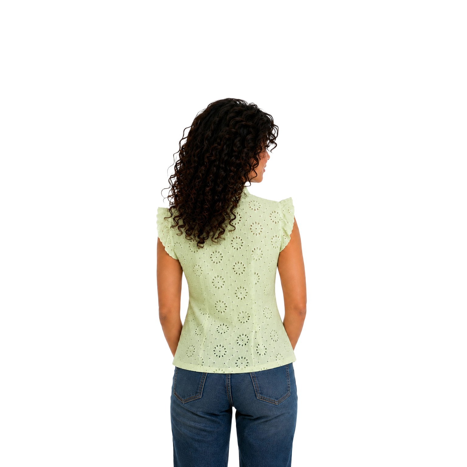 Ivory Blossom Lace Top, Mint Green