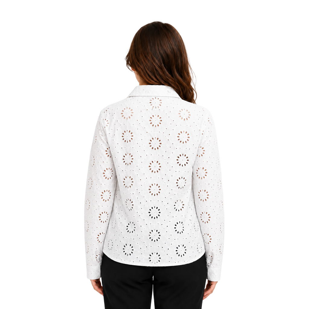 Pearl Garden Embroidered Top, White