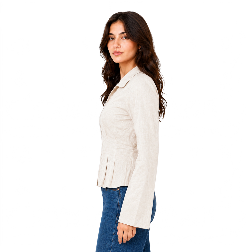 Camille Linen Shirt, Beige