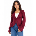 Hazel Bell Sleeve Blouse, Burgundy