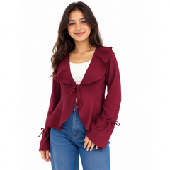 Hazel Bell Sleeve Blouse, Burgundy