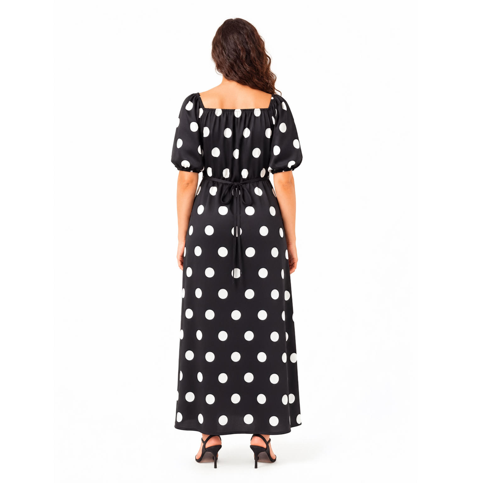 Polka Square\Off Shoulder Neck, Dress