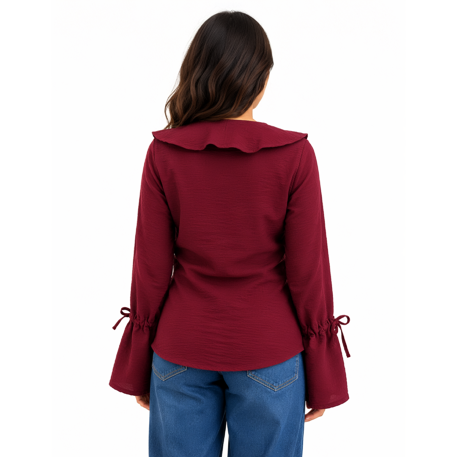 Hazel Bell Sleeve Blouse, Burgundy