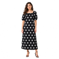 Polka Square\Off Shoulder Neck, Dress
