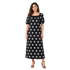 Polka Square\Off Shoulder Neck, Dress
