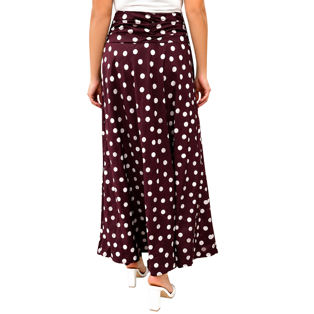 Polka Flare Skirt, Brugundy