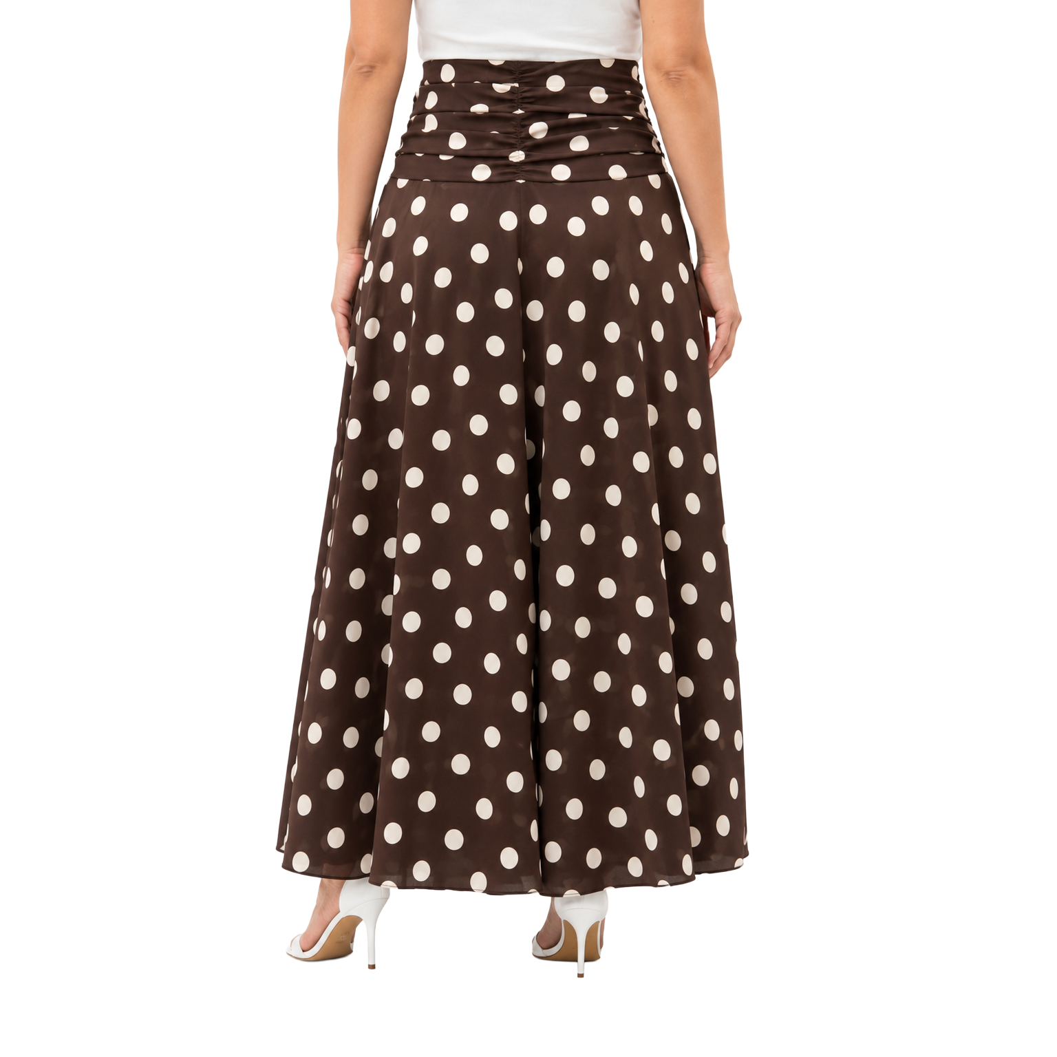 Polka Flare Skirt, BrOWN