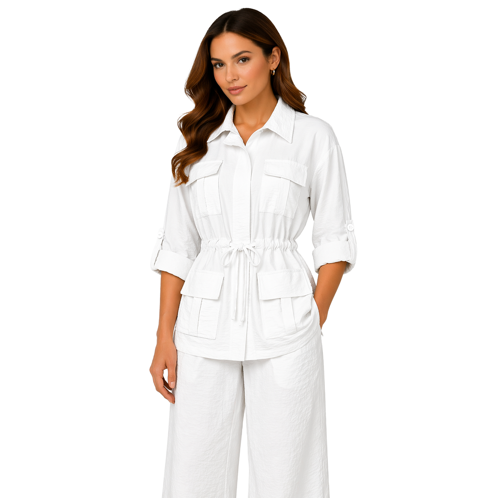 Pocketa Linen Jacket, White