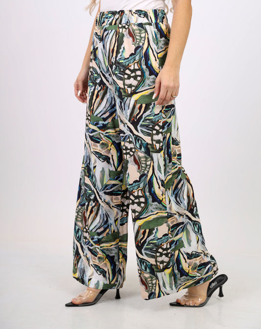 Surreal Allover Print Woven Olive Pants