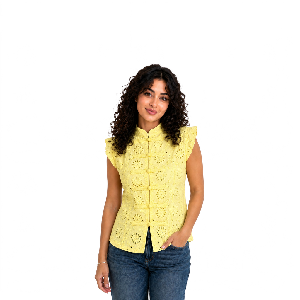 Ivory Blossom Lace Top, Yellow