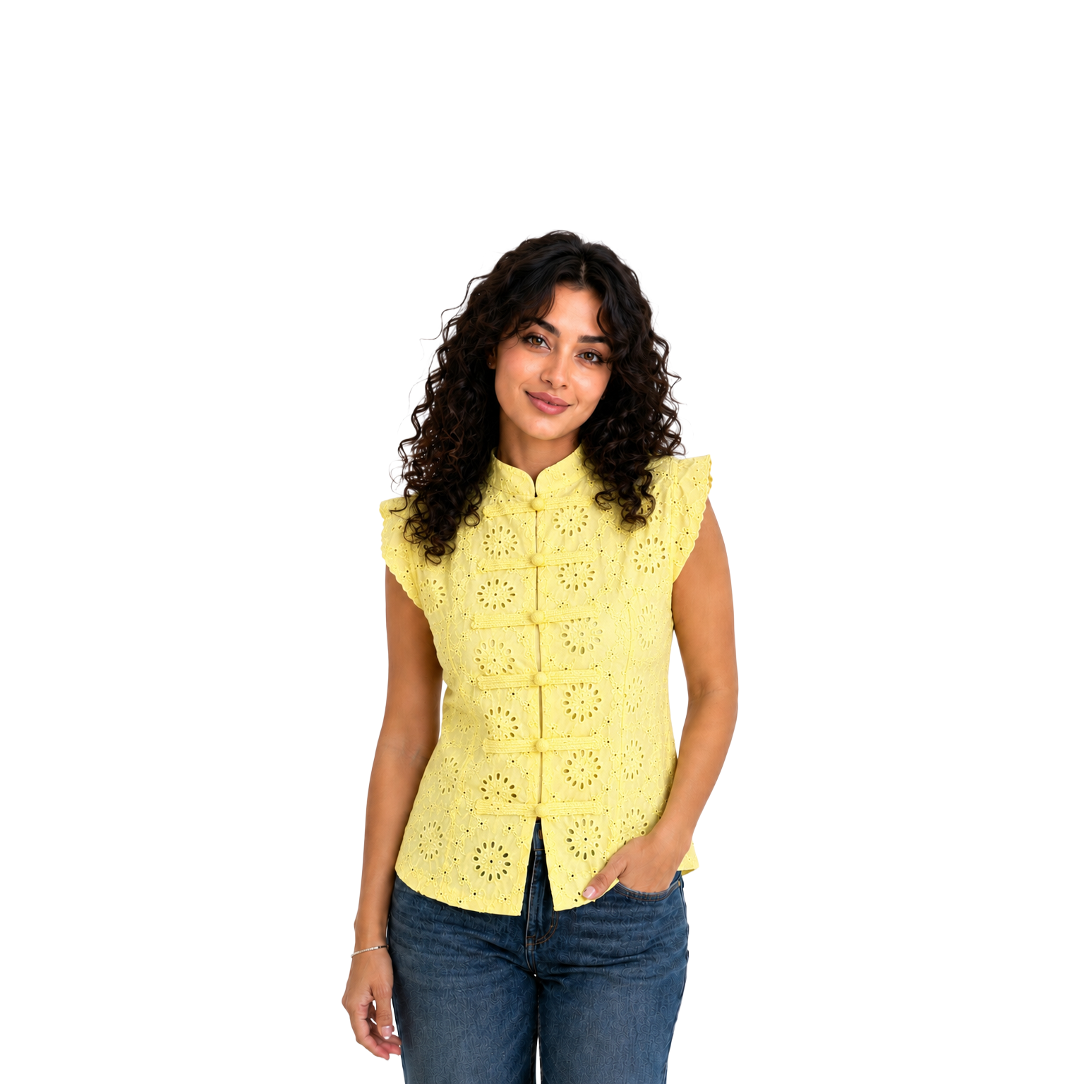 Ivory Blossom Lace Top, Yellow