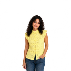 Ivory Blossom Lace Top, Yellow
