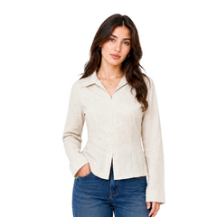 Camille Linen Shirt, Beige
