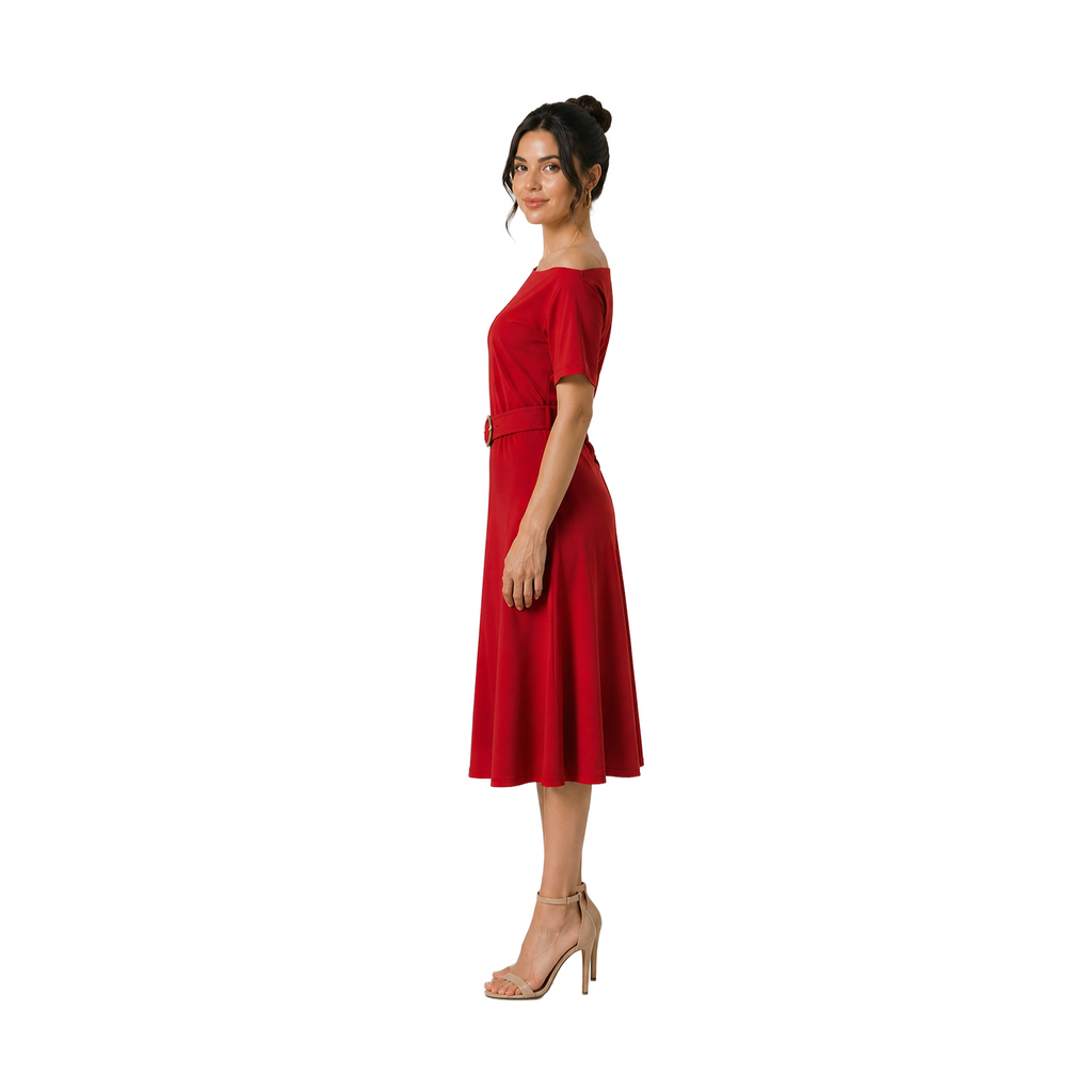 Célune Lycra Dress, Dark Red