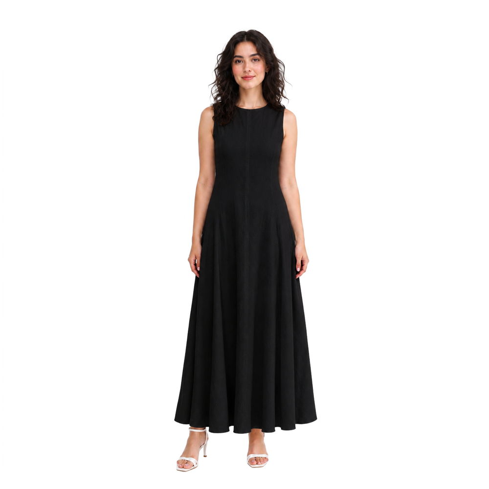 Essence Riviera Linen Dress, Black