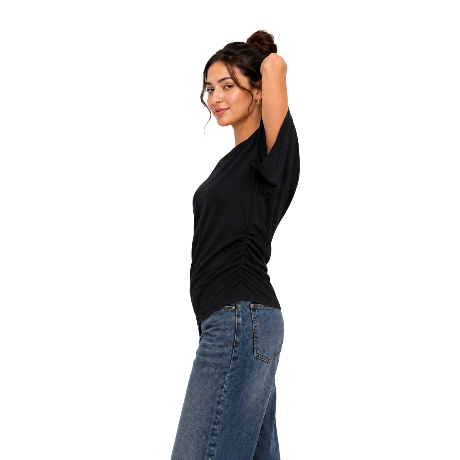 La Reine Black Off Shoulder Basic Short Sleeve
