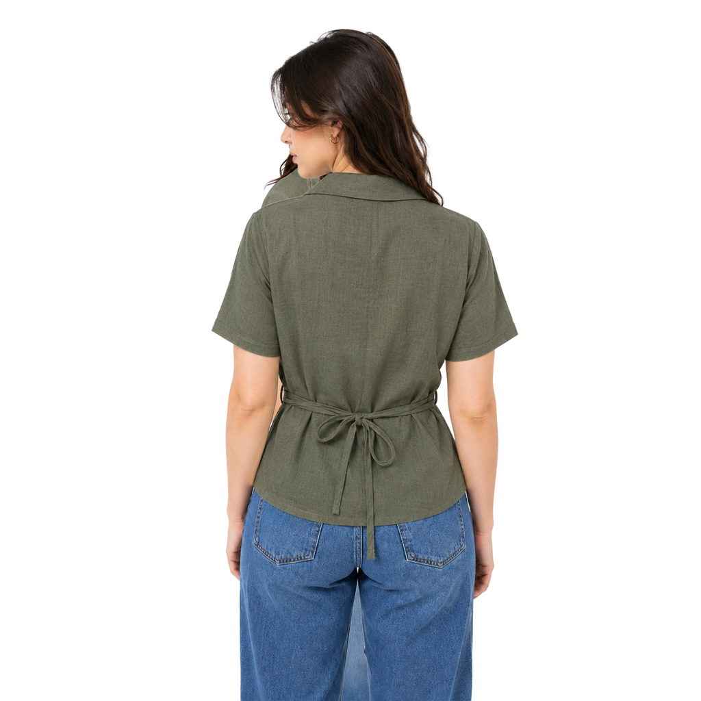Luna linen blouse, Olive