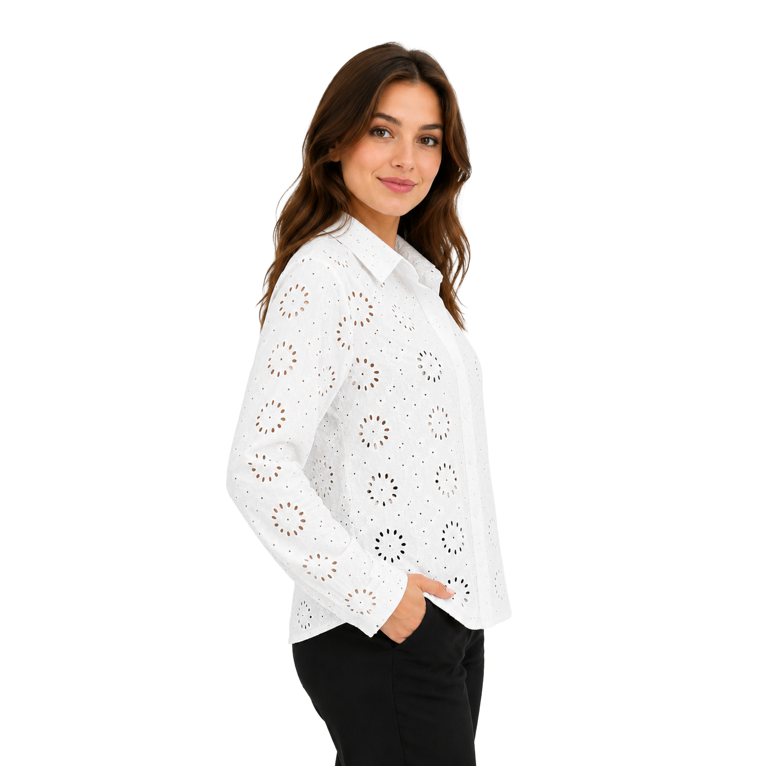 Pearl Garden Embroidered Top, White