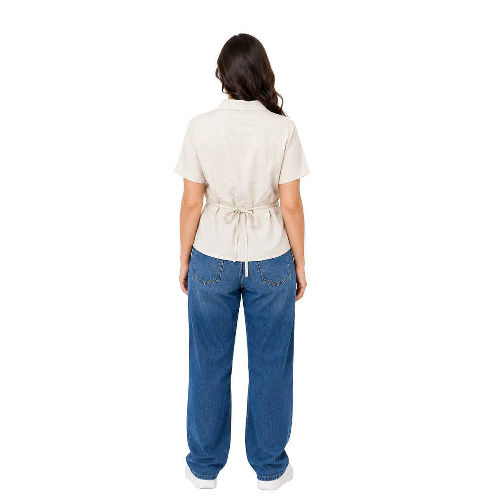 Luna linen blouse, Beige