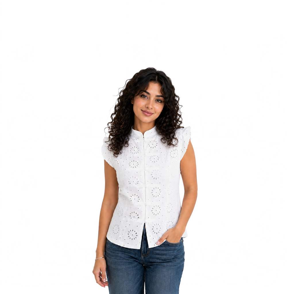 Ivory Blossom Lace Top, White