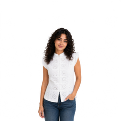 Ivory Blossom Lace Top, White
