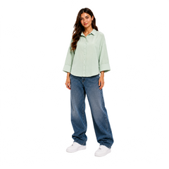 Sorel Linen Oversized Blouse, Mint Green