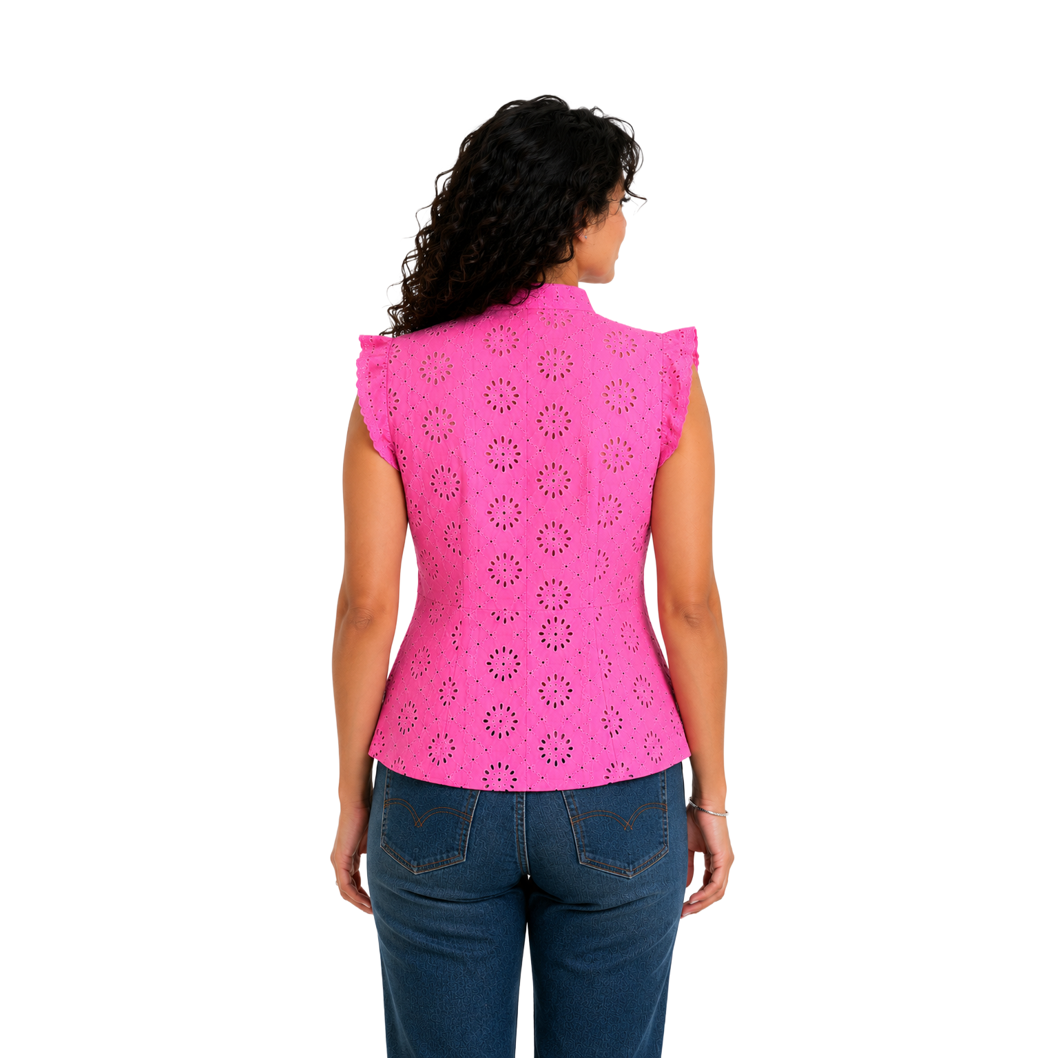 Ivory Blossom Lace Top, Fuchsia
