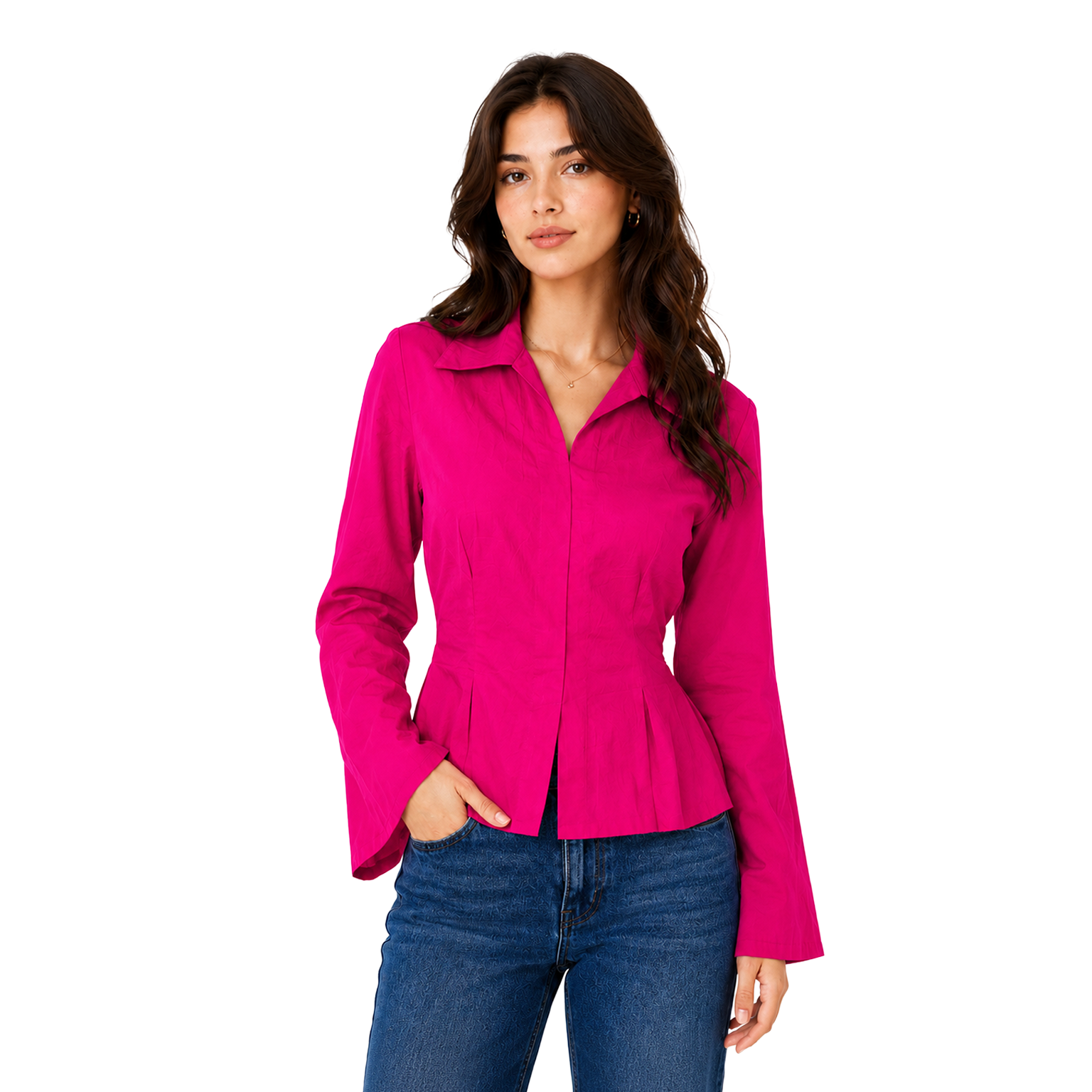 Camille Linen Shirt, Fuschia