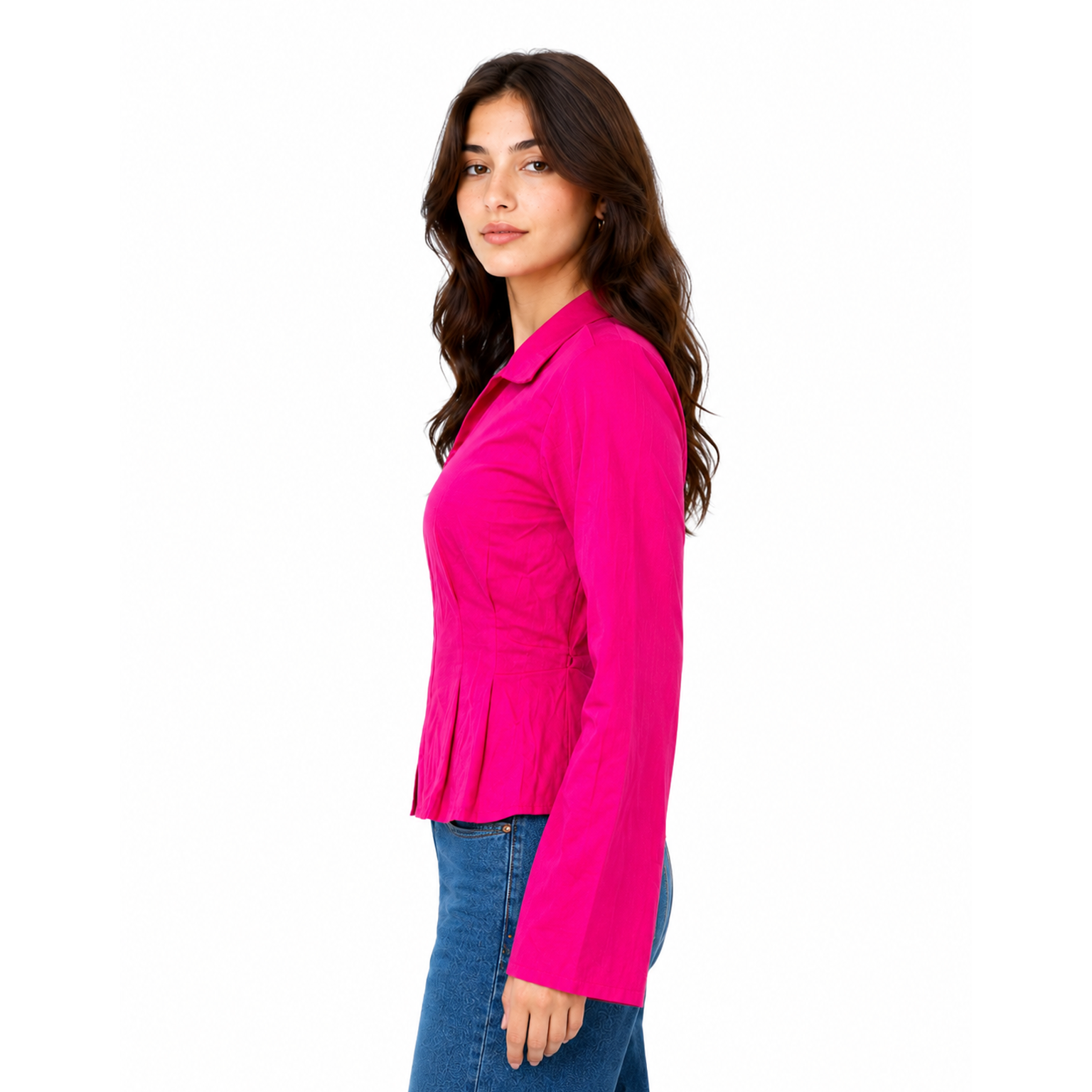 Camille Linen Shirt, Fuschia