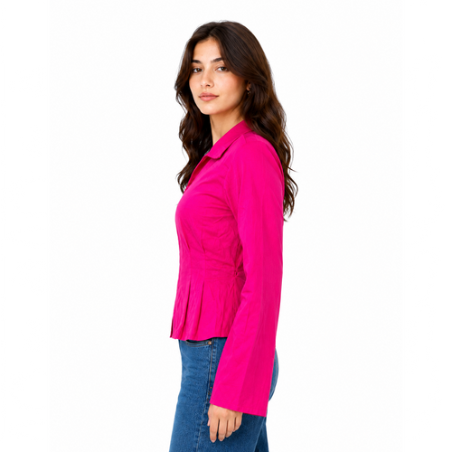 Camille Linen Shirt, Fuschia