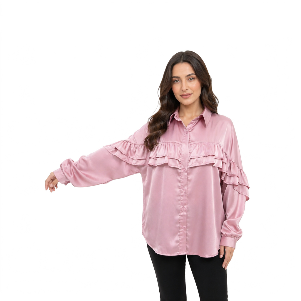 Valeria Satin Blouse, Rose
