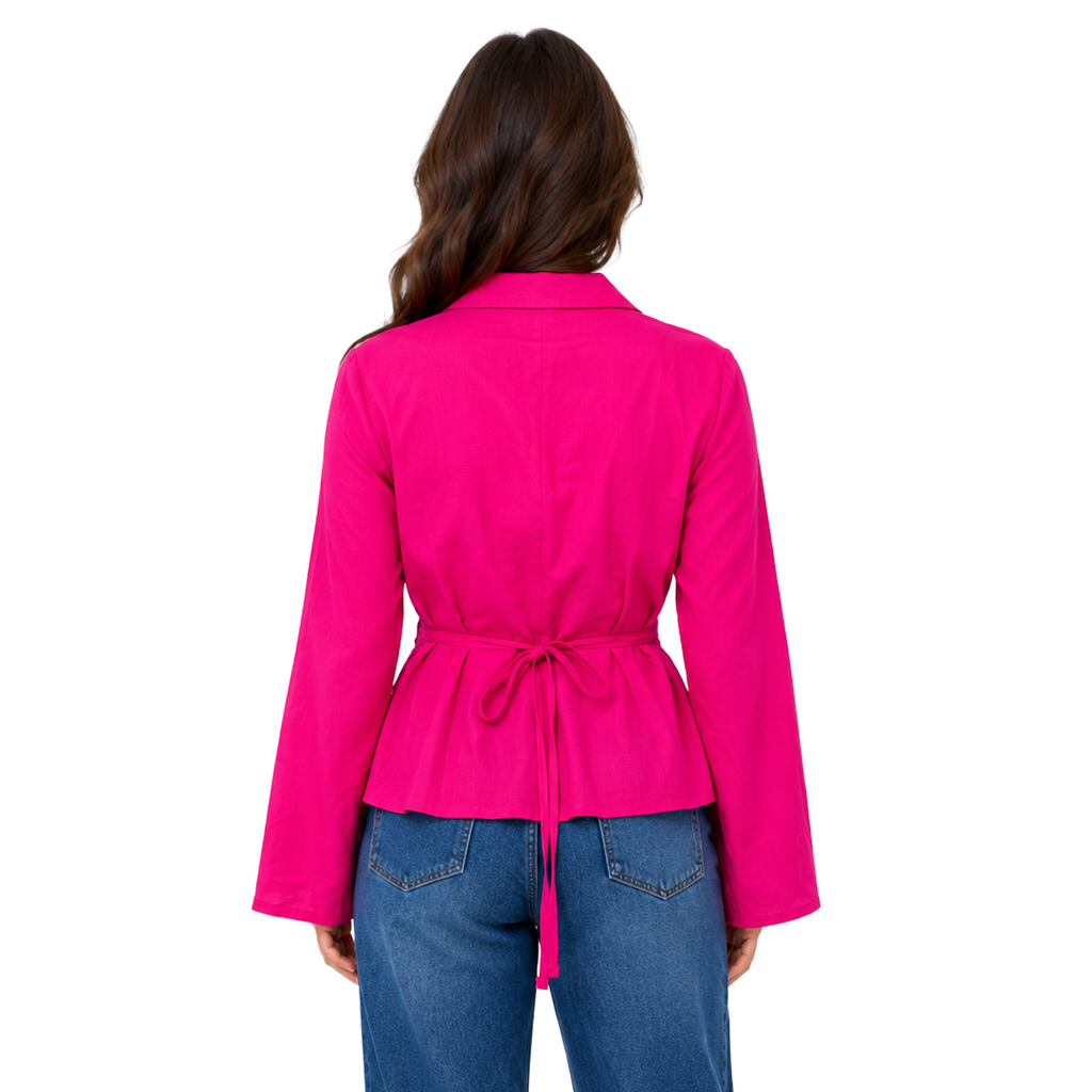 Camille Linen Shirt, Fuschia