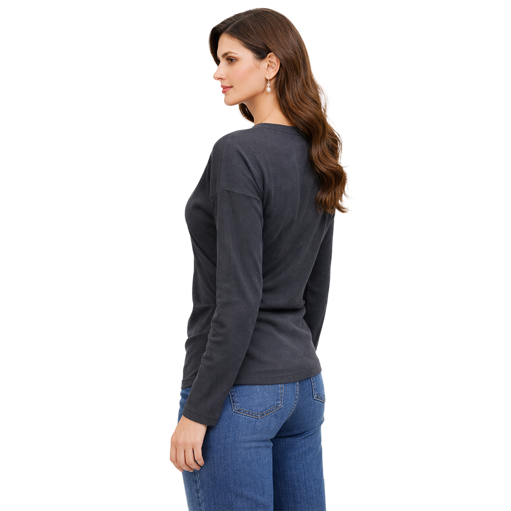 كنزة محبوكة ممزوجة، رمادي