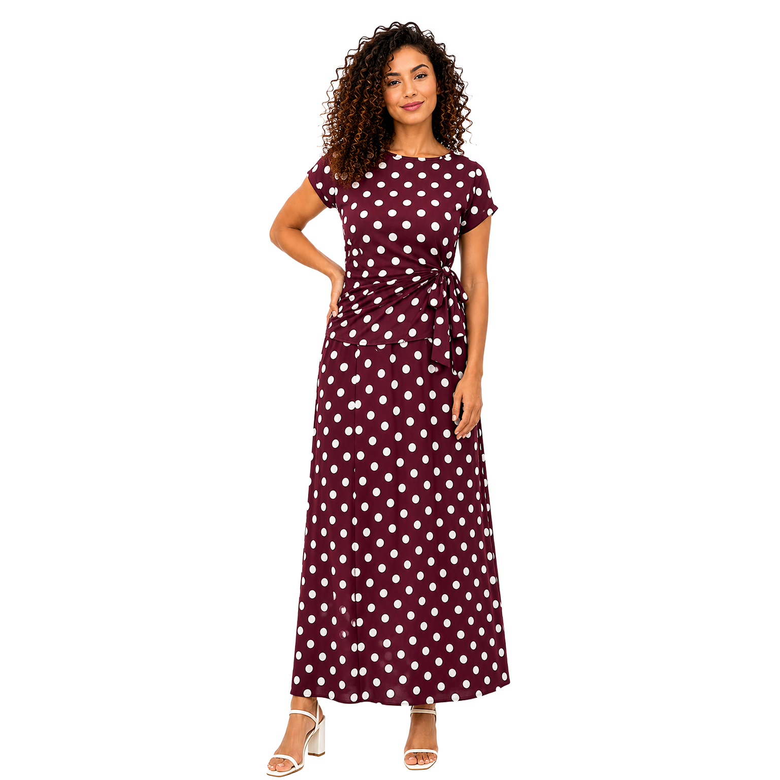 Polka Flare Skirt, Brugundy
