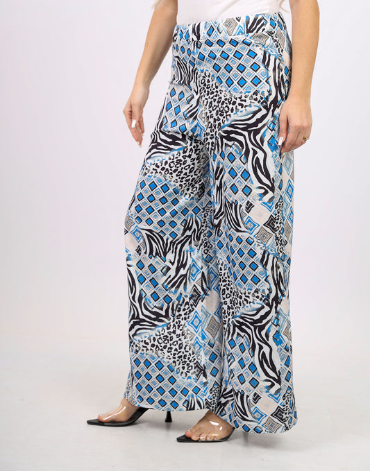 Surreal Allover Print Woven Blue Pants
