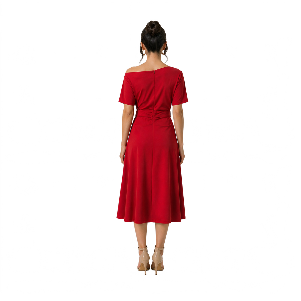 Célune Lycra Dress, Dark Red