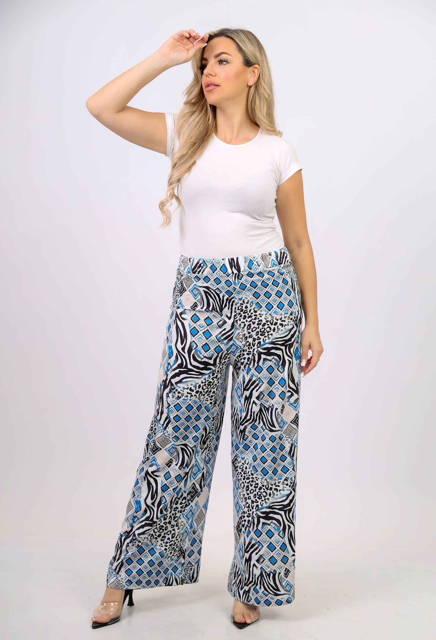 Surreal Allover Print Woven Blue Pants