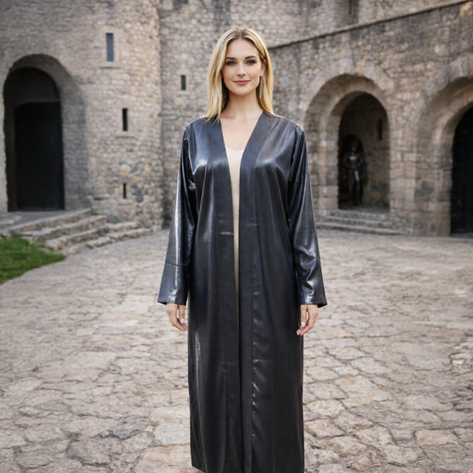 La Reine Grey Metalic Zoom Shimmer Kaftan