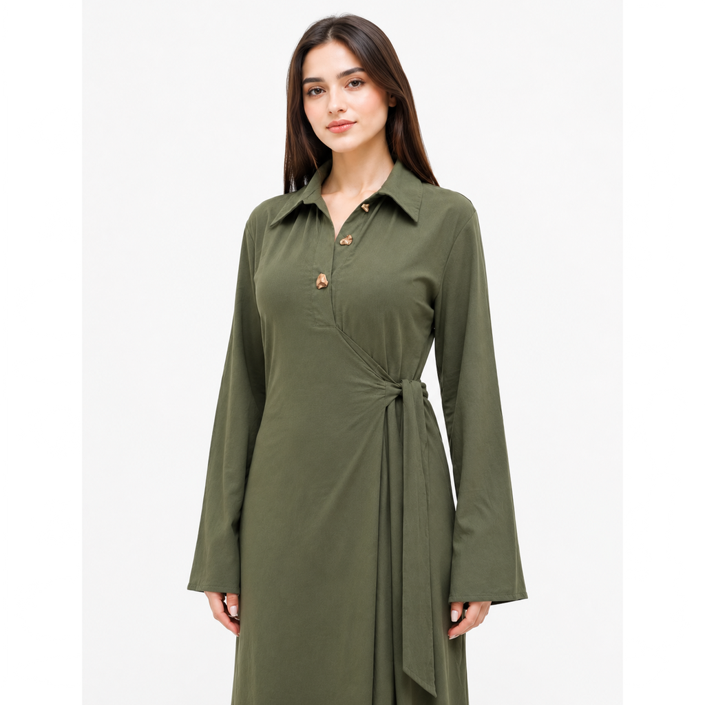 Estelle Flare Sleeve Maxi Dress, Olive