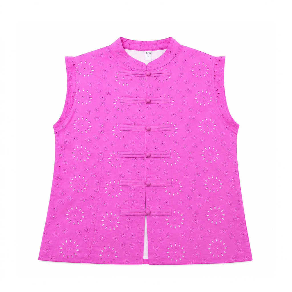 Ivory Blossom Lace Top, Fuchsia