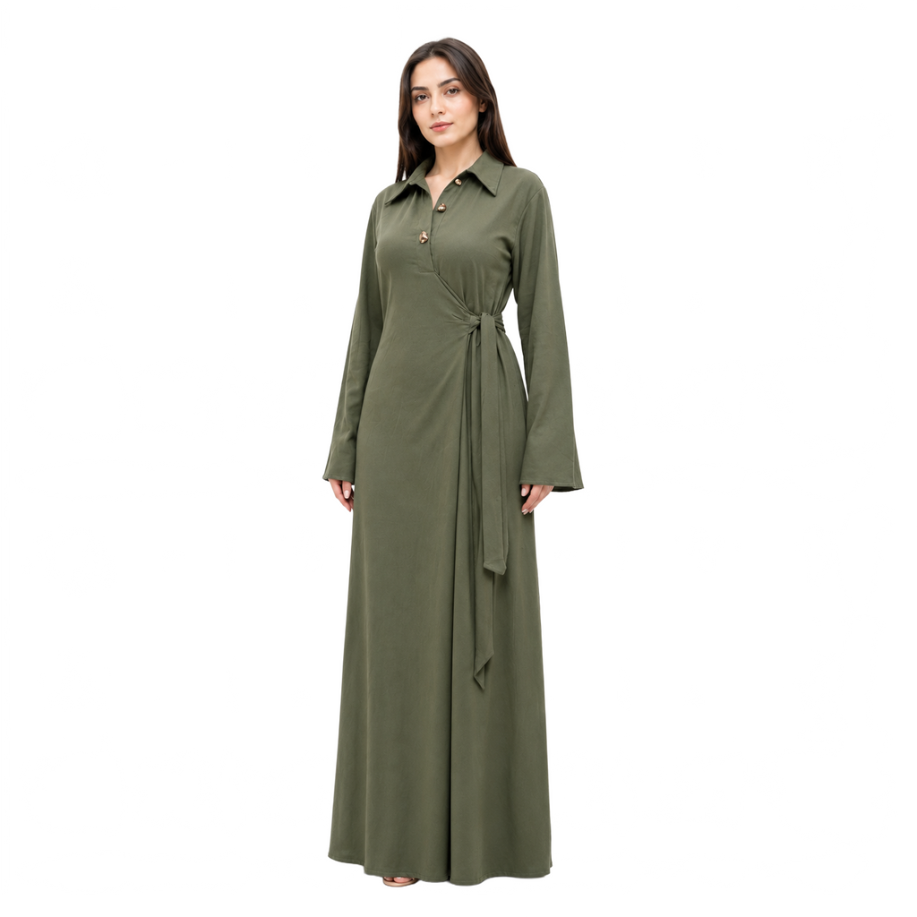 Estelle Flare Sleeve Maxi Dress, Olive