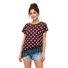 Willow Dot Lace Top, Brown