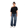 La Reine Black Off Shoulder Basic Short Sleeve